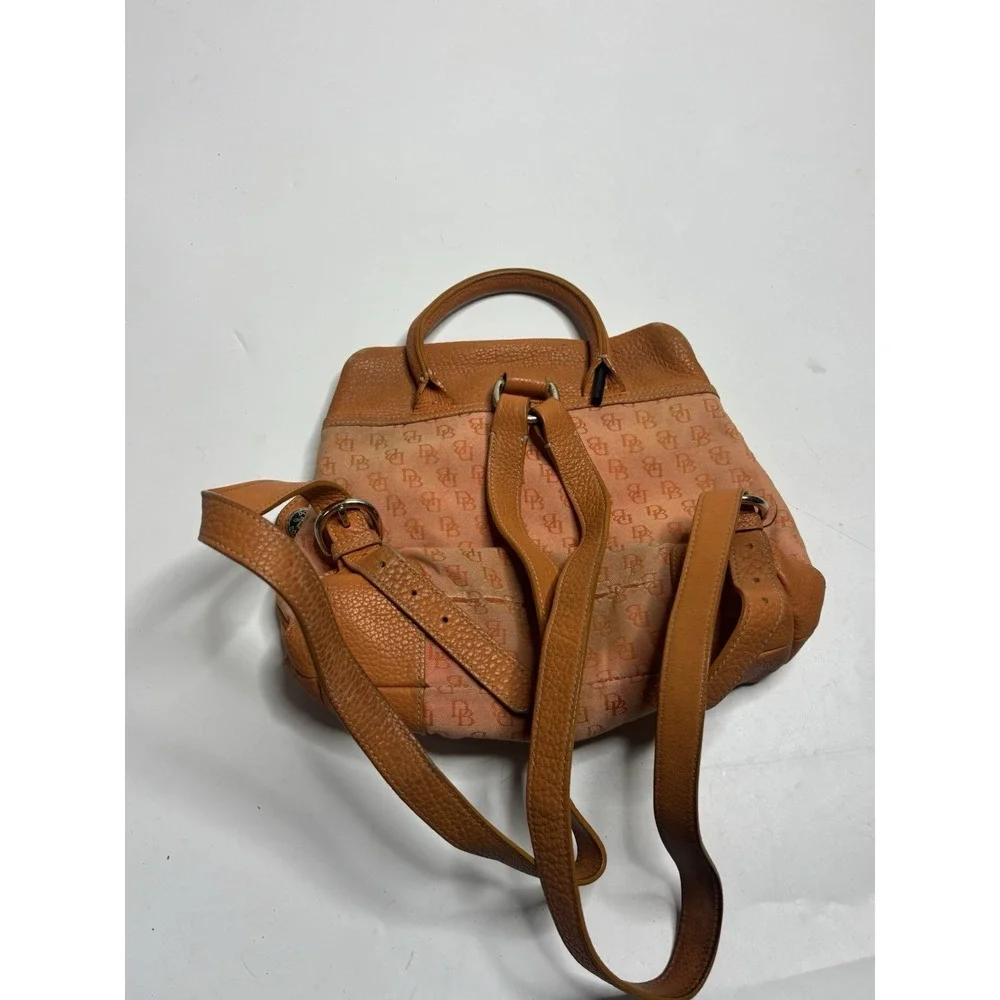 VTG Y2K Dooney & Bourke Hobo Monogram Vinyl Satchel Handbag Purse Charm Orange